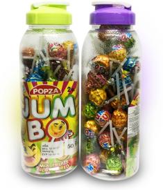 Конфеты на палочке кола, клубника, лимон в бутылке "Popza Jumbo Plus Lollipop Water Bottle" 8 грамм